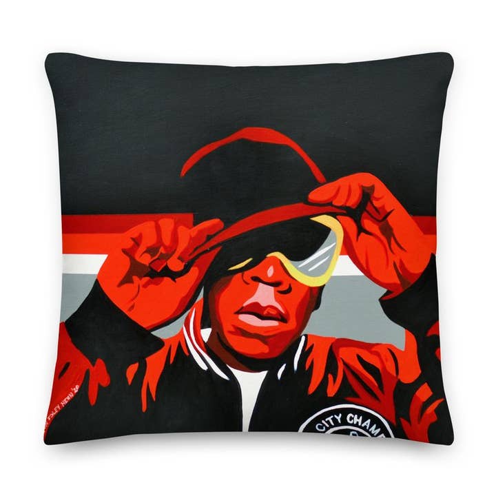 Jay Z Après Ski Pillow for wholesale by Uptripping (Shannon Foley Henn)
