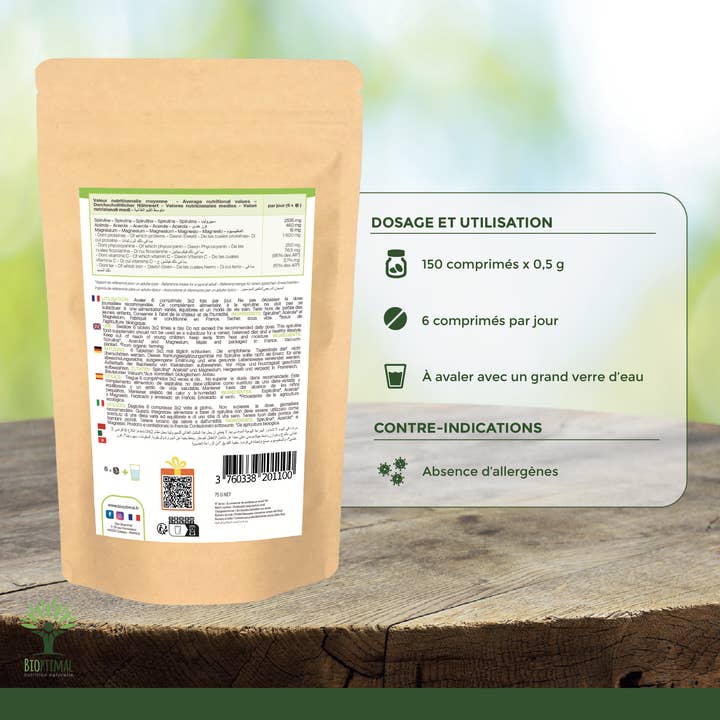 Bioptimal - Wholesale Oral Supplement/Vitamin - Organic Spirulina & Vitamin C - in tablets -