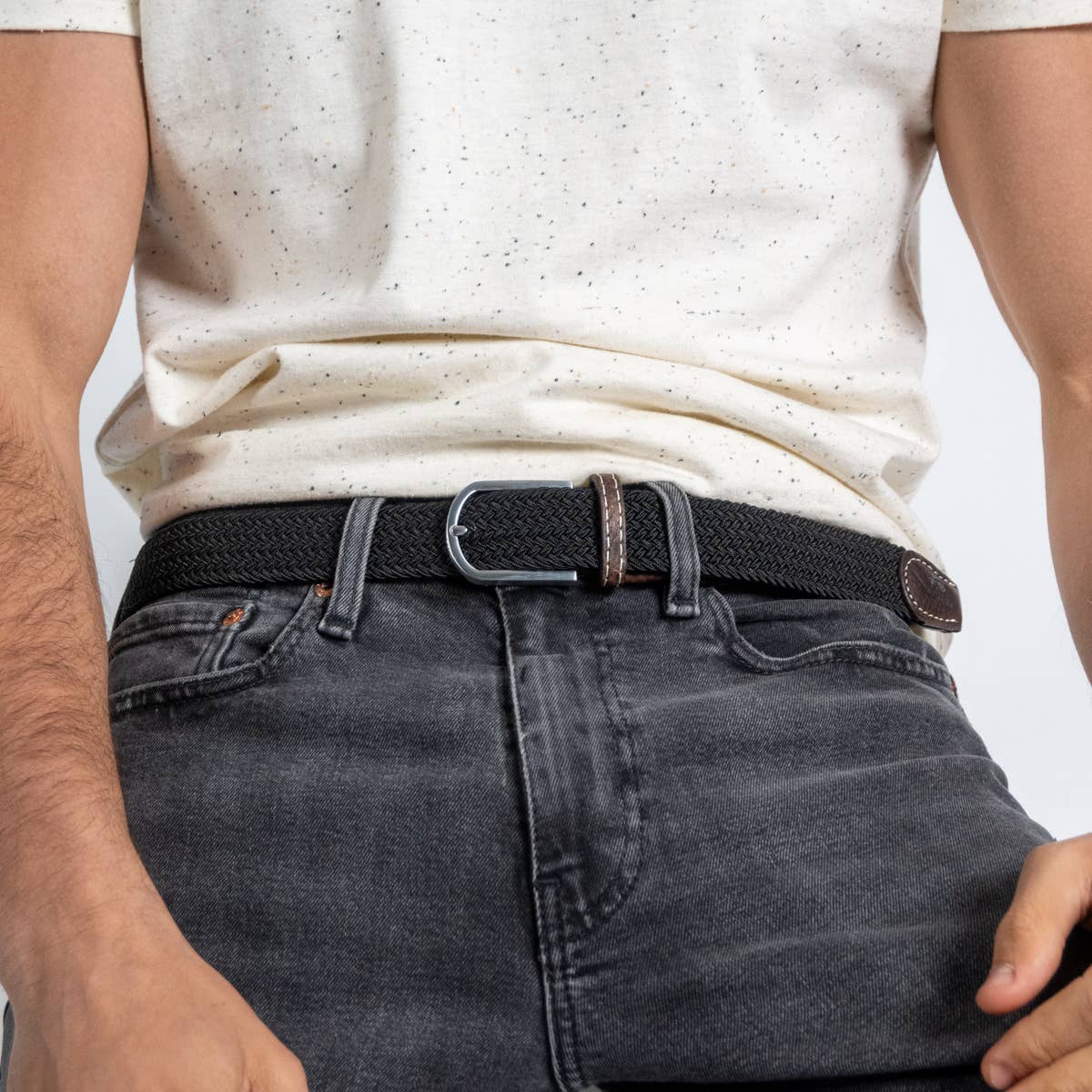 BILLYBELT - Vente Ceinture – homme - Ceinture tressée élastique Noir réglisse2
