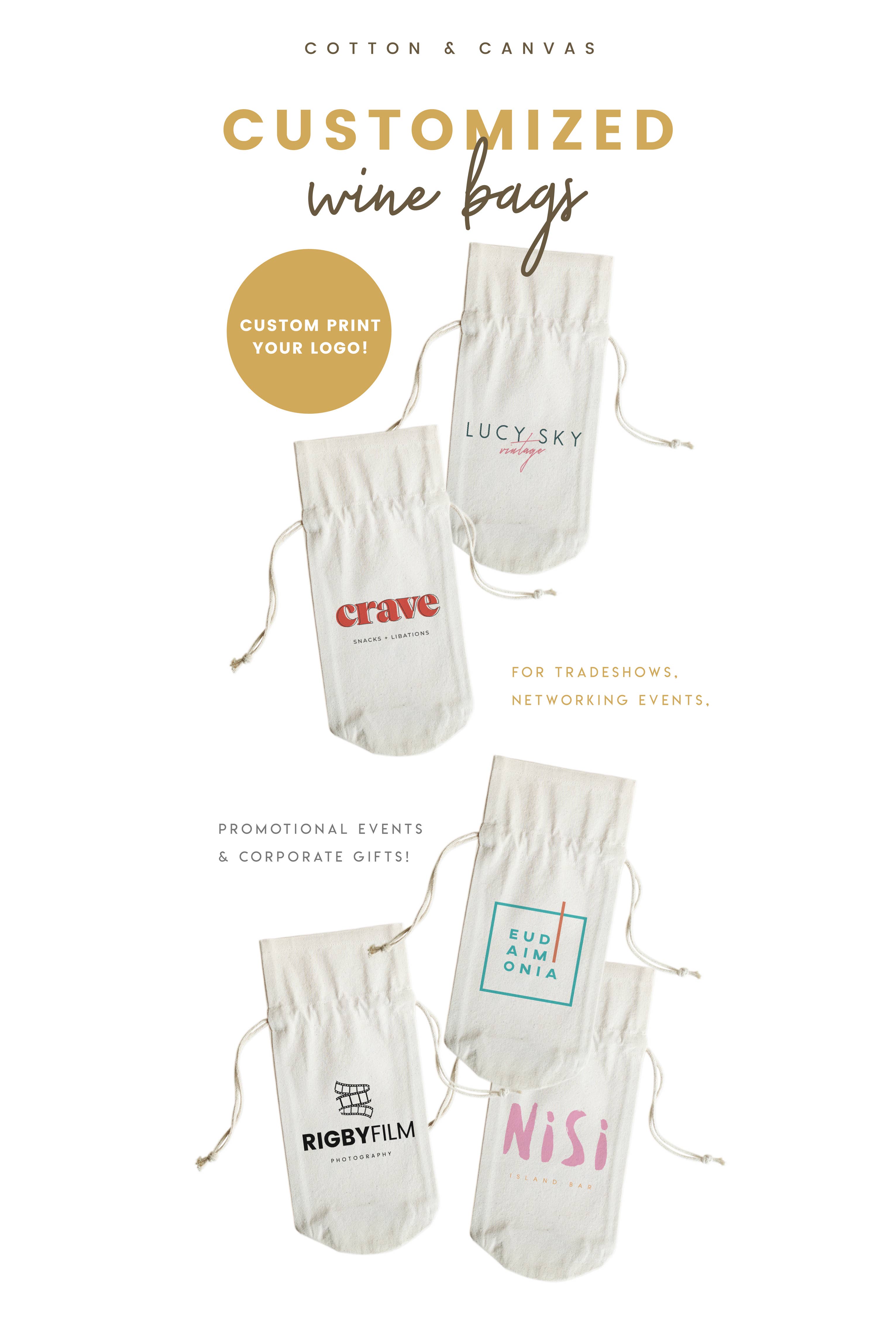 The Cotton & Canvas Co. - Wholesale Wine Gift Bag - Custom Wine Bag (Your Logo / Your Own Design)4