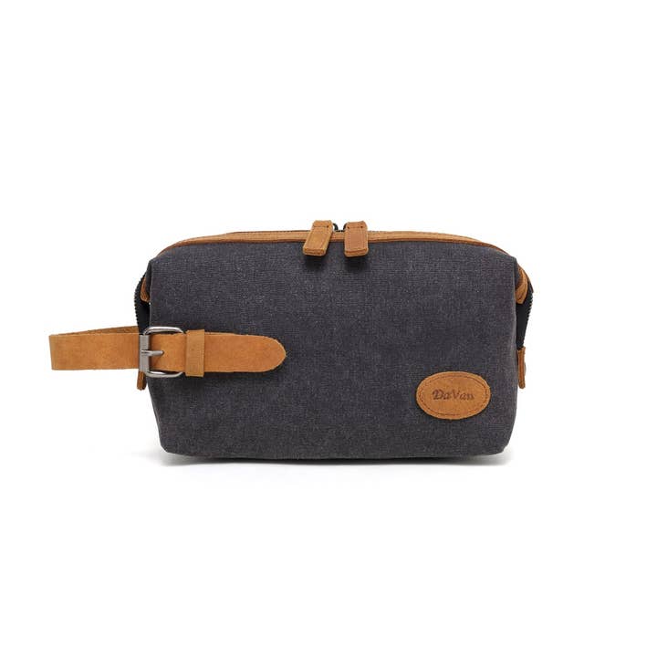 Waxed Canvas Toiletry Bag X512 (Black) for wholesale by Davan