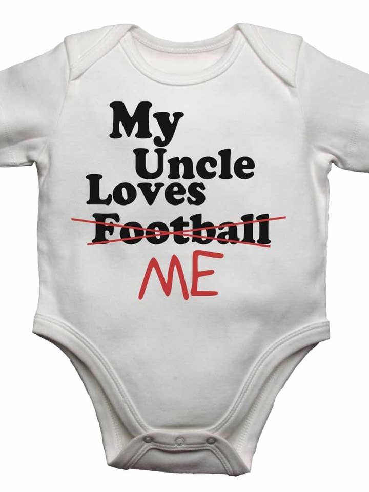 My Uncle Loves Me Not Football - Gilets pour bébé pour la vente par Little Ratbag
