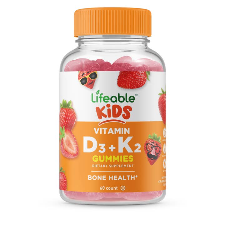 Natural Strawberry Flavor Lifeable Vitamin D3 + K2 Gummies for Kids - Great Tasting! for wholesale on Faire