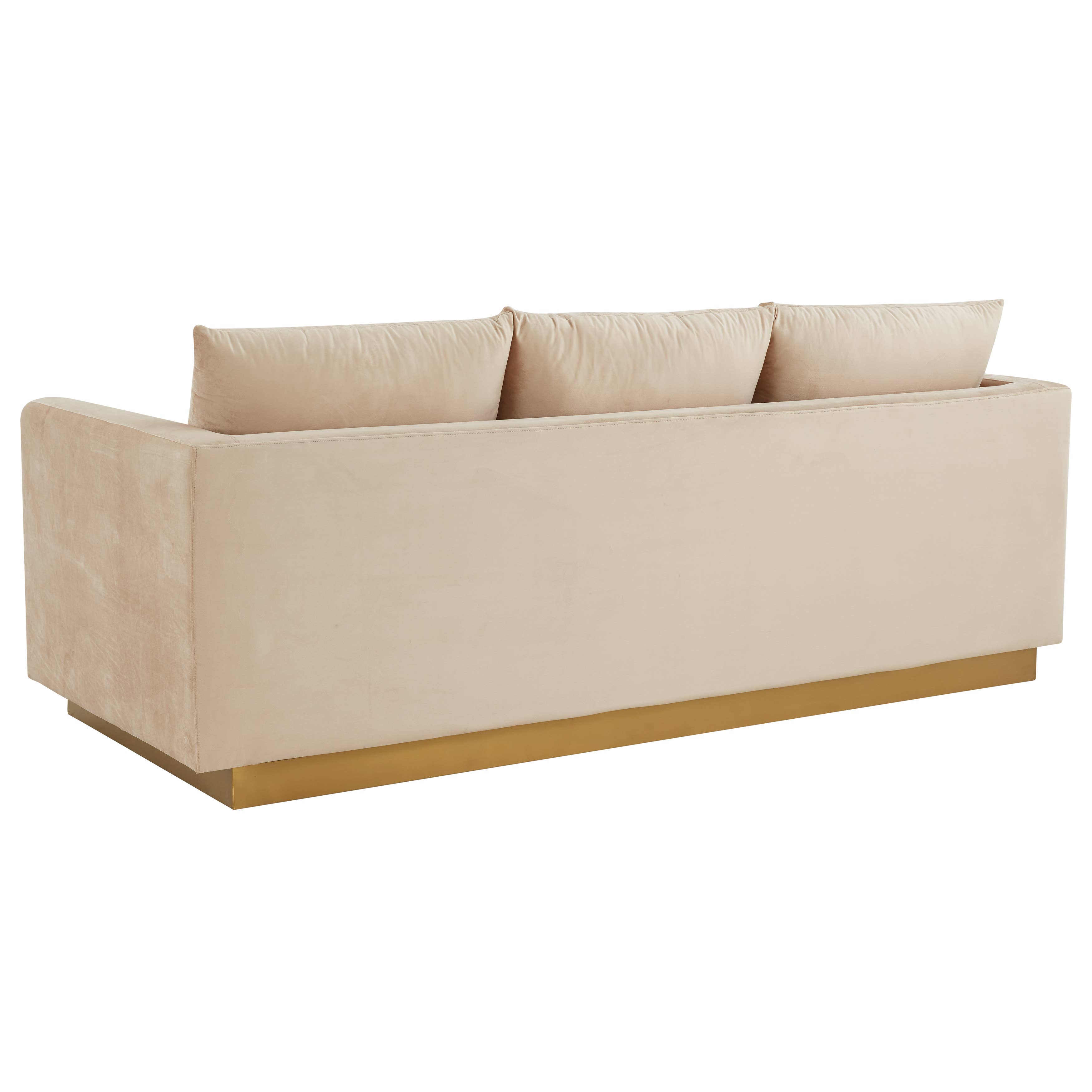 LeisureMod - Wholesale Sofa - Nervo 3-Seater Velvet/Leather Full Sofa with Gold Steel Base35