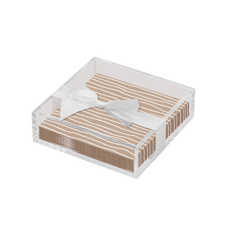 Bandeja de Guardanapos em Acrílico, Transparente com Guardanapo de Cocktail - ECO, Areia por atacado de Sophistiplate