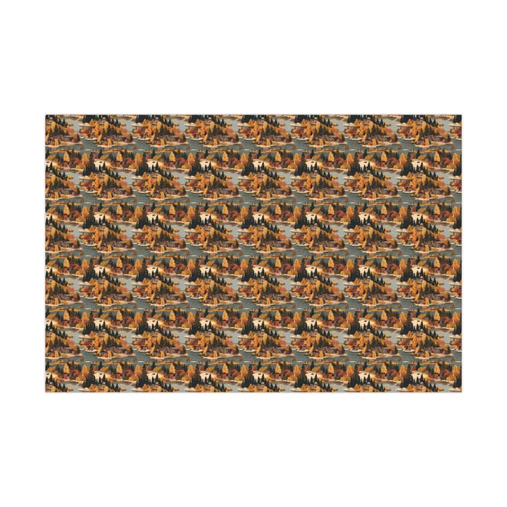 Olivias Paper - Wholesale Flat Wrap - Autumn Lake House Vintage Style Wrapping Paper Gift Wrap1