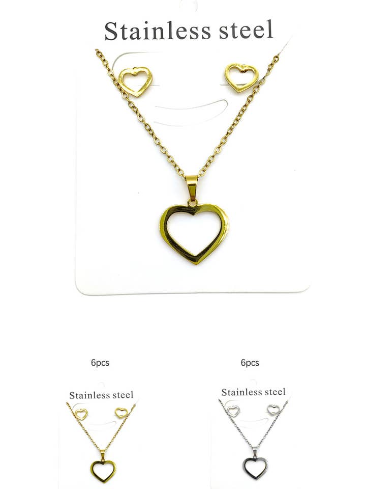 Edelstahl-Herz-Design-Halskettenanhänger-Set für den Großhandel von Lucylou Collection