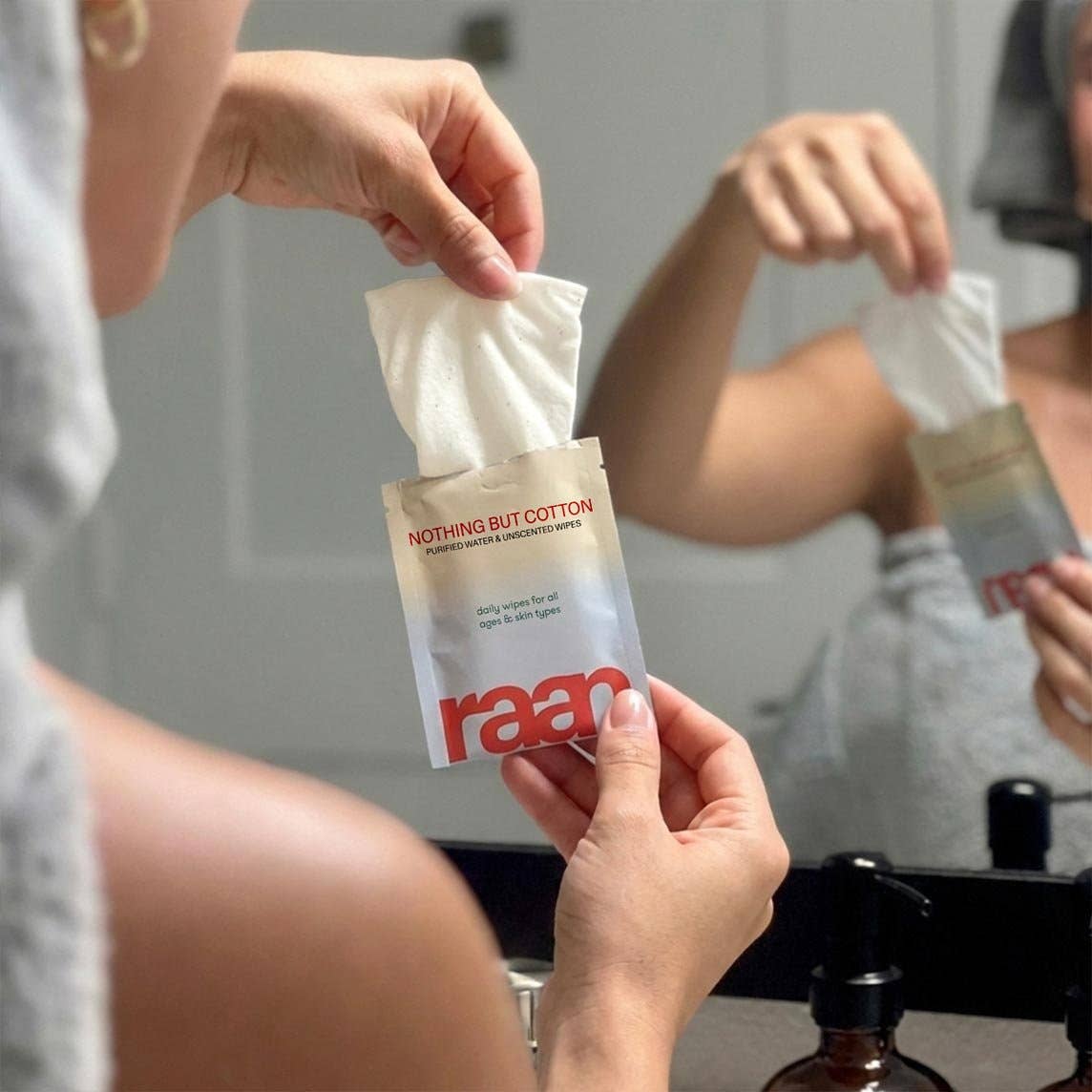 Raan inc - Wholesale Face & Body Wipes - 100% COTTON WATER WIPES, UNBLEACHED. POCKET SIZE5