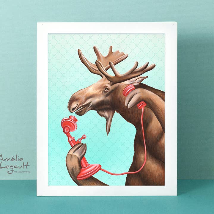 Impression artistique Moose on the Phone pour la vente par Sardines Studio