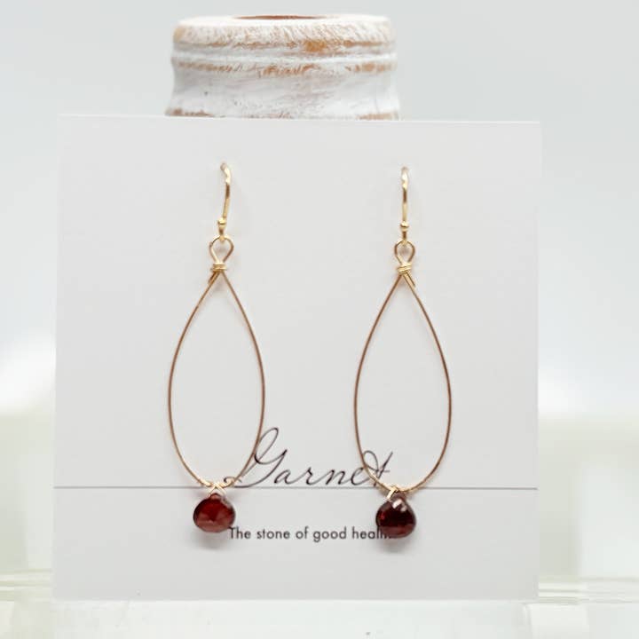 Garnet Linden Gold Earrings for wholesale by Susan Roberts Jewelry