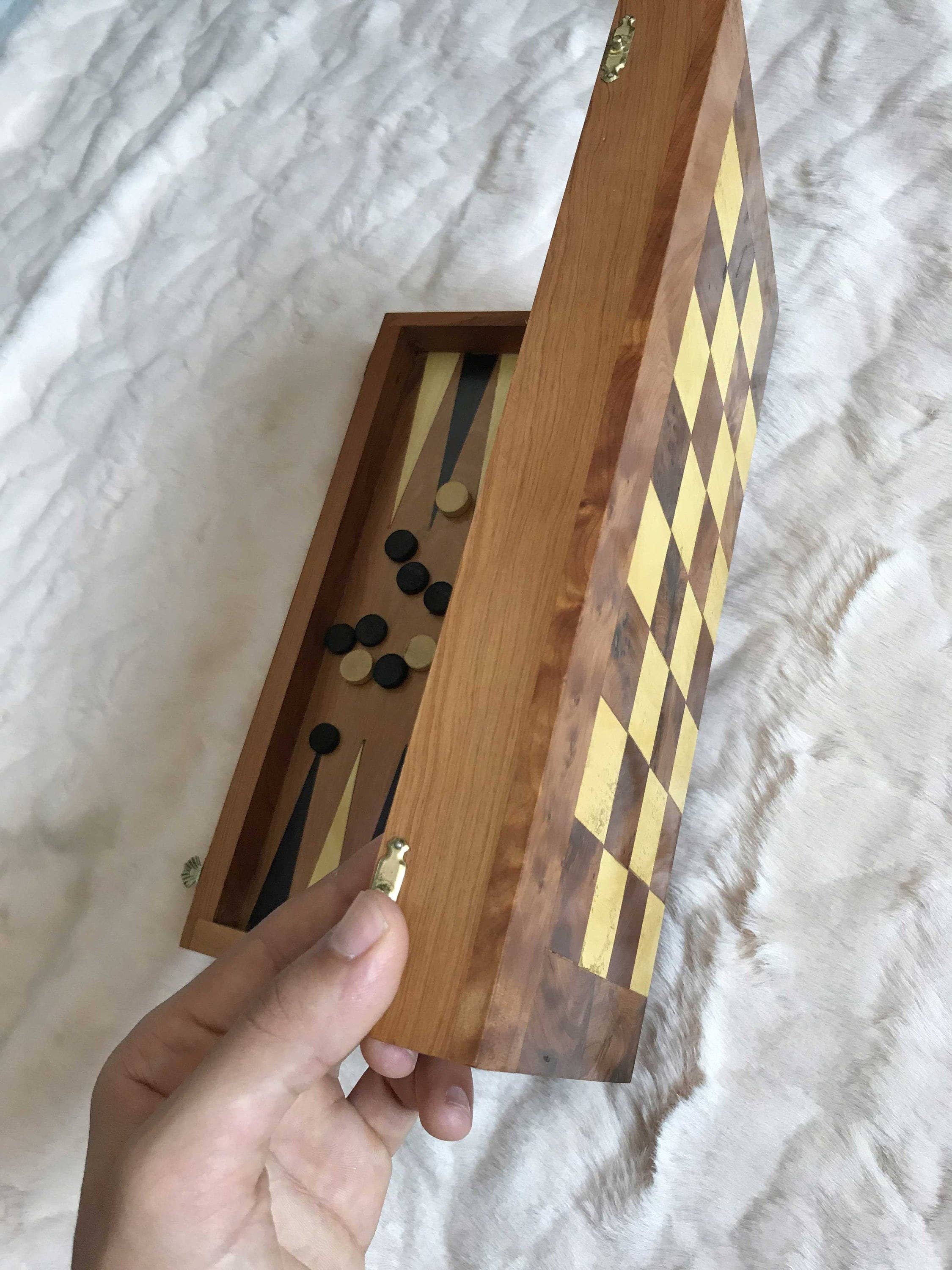AtlasPerles – wholesale Jewellery box/organiser – Moroccan backgammon and chess set game,handmade chess - backgammon board games,one board multiple games,lemon thuya wooden games8