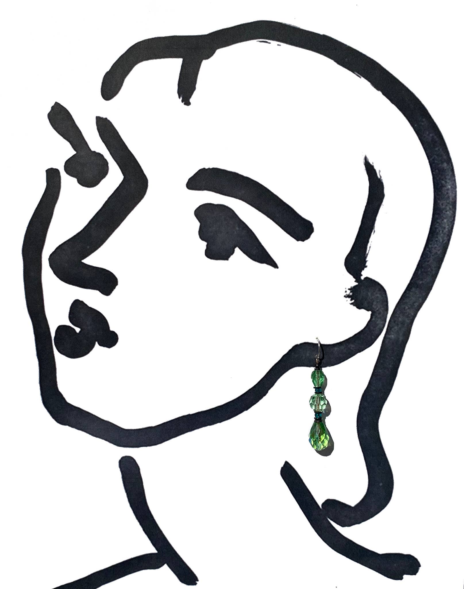 Owen Glass Collection - Wholesale Dangle Earrings - SPLASH 26 - PERIDOT CRYSTAL EARRINGS, CZECH GLASS, BRONZE3