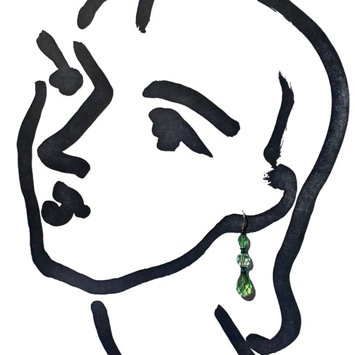 Owen Glass Collection - Wholesale Dangle Earrings - SPLASH 26 - PERIDOT CRYSTAL EARRINGS, CZECH GLASS, BRONZE3