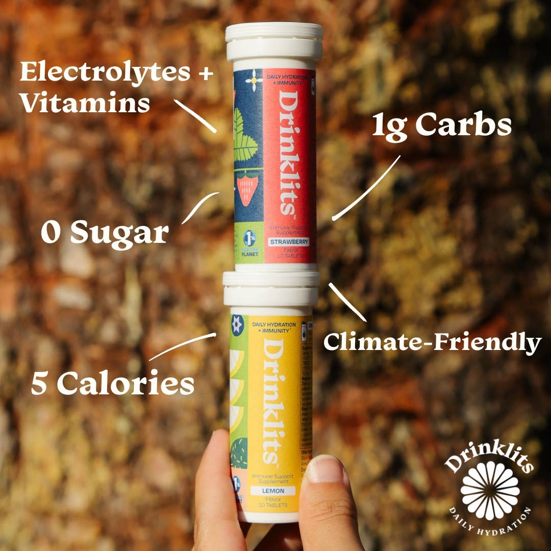 Drinklits Hydration - Wholesale Oral Supplement/Vitamin - STRAWBERRY & LEMON Immune Support Tablets + Display1