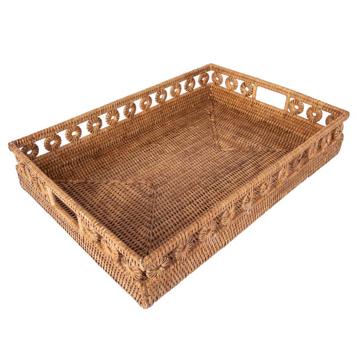 Artifacts Trading Company – wholesale Decorative tray – Rectangular Tray with Cutout Handles – Decorative Tray1
