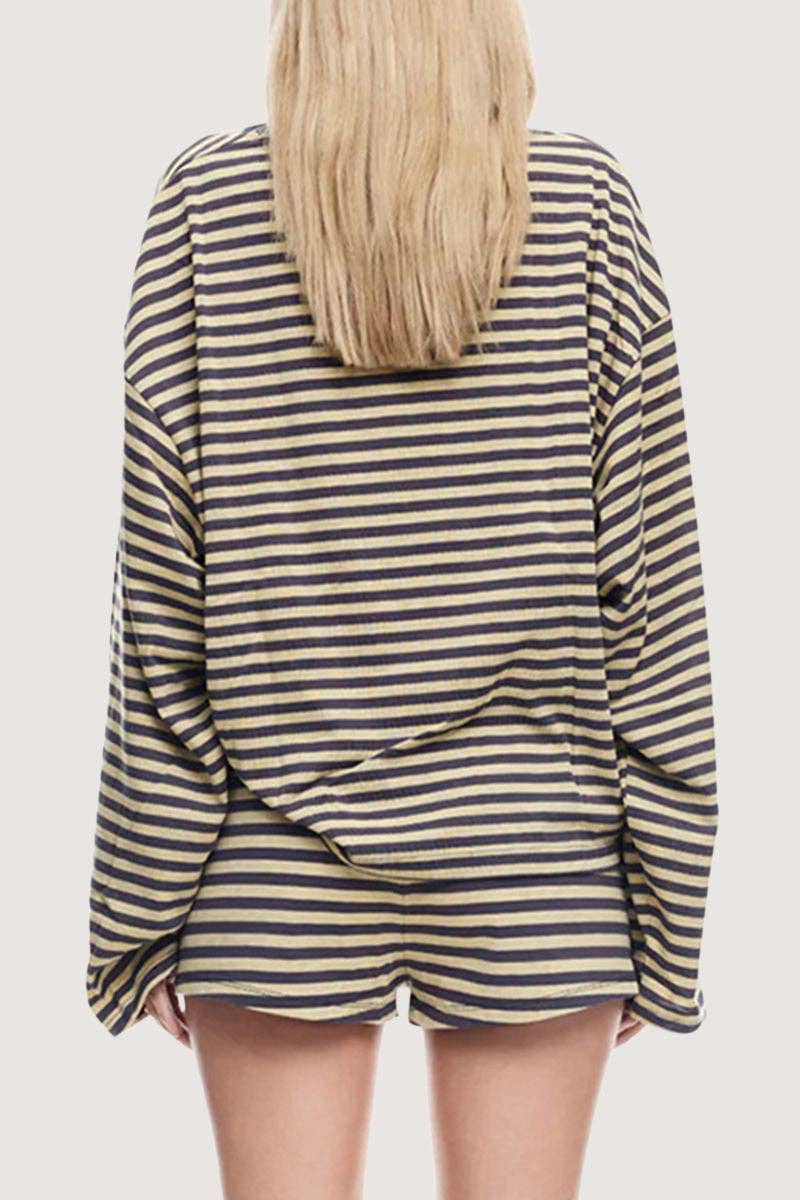 Mccolin – Engroshandel Loungesæt - Dame – Stribet kort sæt med lange ærmer2