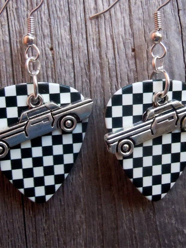 Old School Car Charm Guitar Pick Earrings for wholesale by Simply Raevyn
