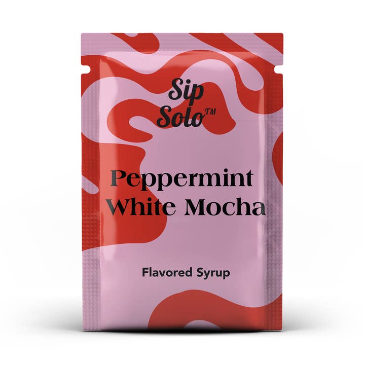 Sirop aromatisé à la menthe poivrée et au chocolat blanc en portion individuelle pour la vente par Sip Solo