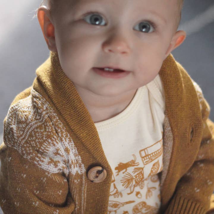 loop collection - Wholesale Cardigan - Baby - Professor Recycled Cotton Baby/Toddler Sweater - Mustard3