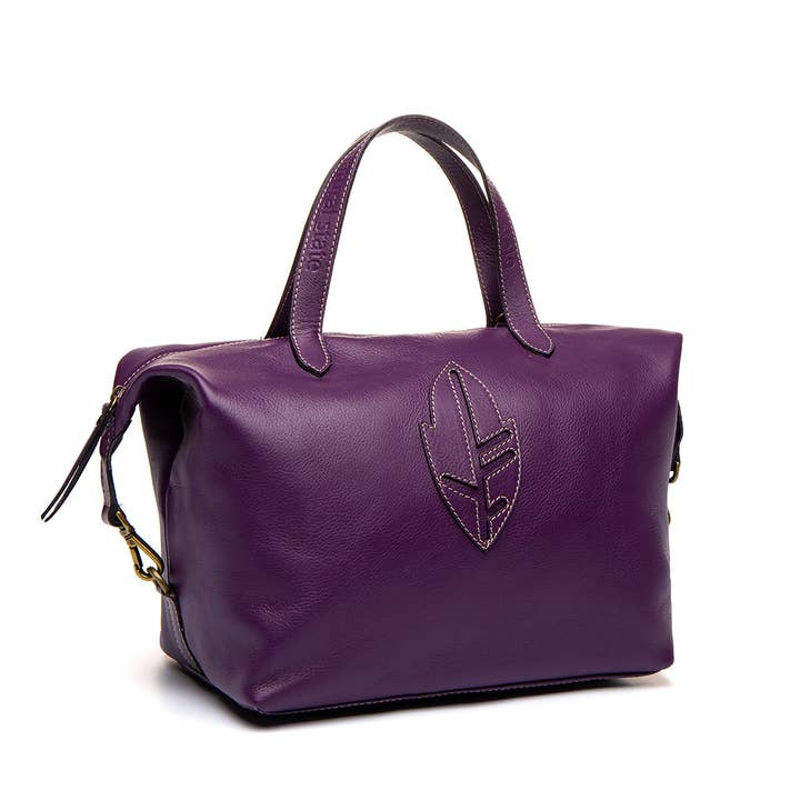 BOLSO BOWLING PIEL LISA VIOLETA para venta al por mayor de Natural State Bags