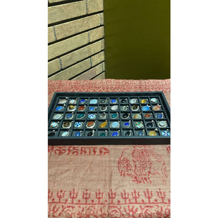 Katmandu Trading Co. - Wholesale Individual charm/pendant - Silver Pendant w/ Assorted Semi-Precious Stones (L)1