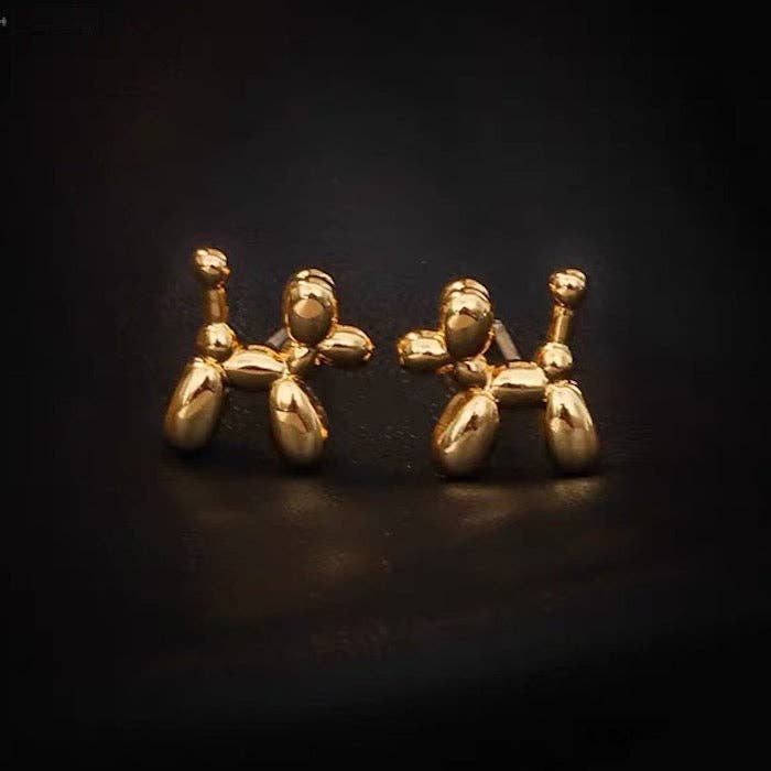 LanLivia - Wholesale Stud/Post Earrings - Cute Ballon Dog Small Ear Studs-Gold n Silver3
