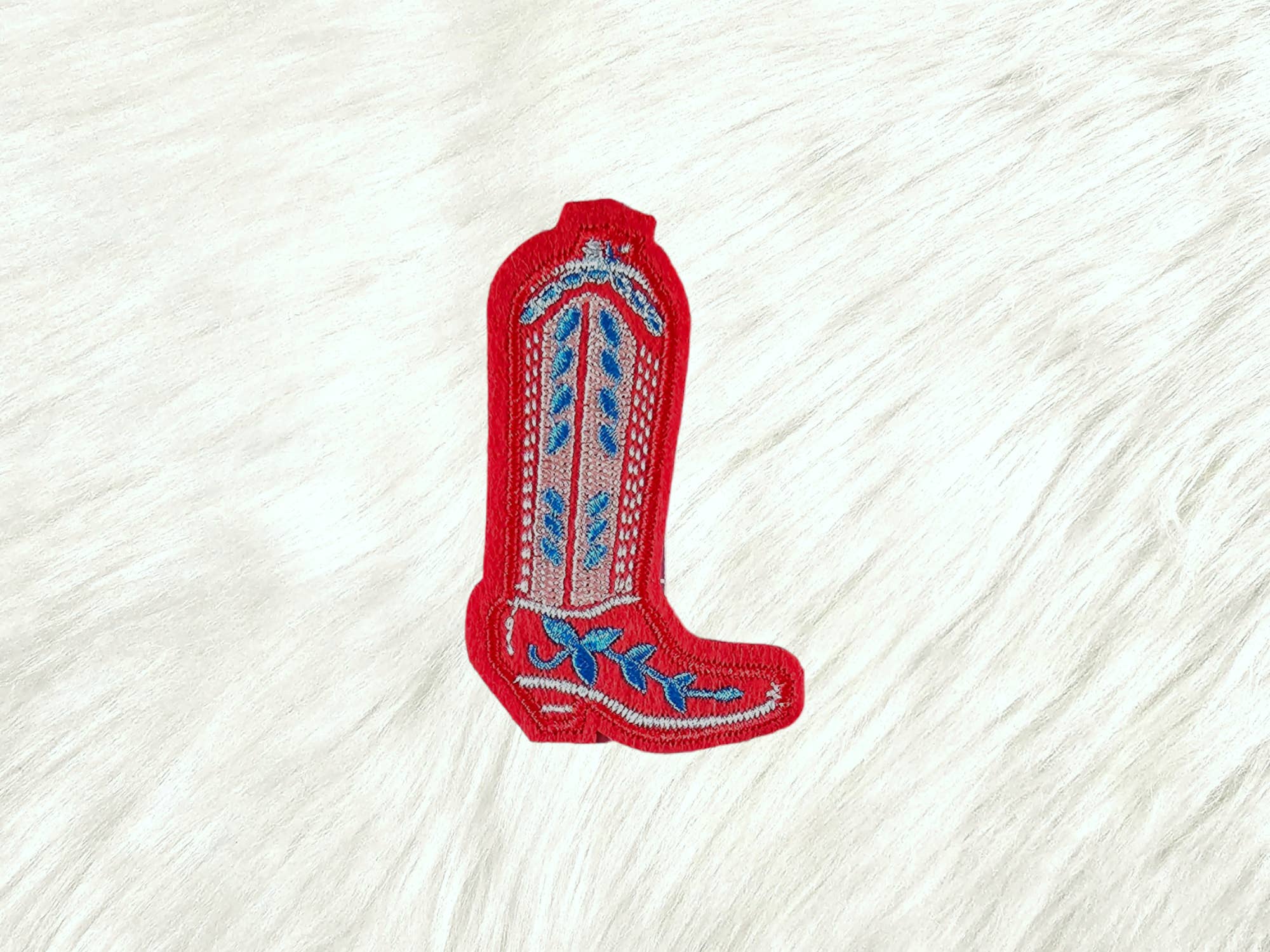 Scratch Decor - Wholesale Patch - Red Blue USA Cowgirl Boot Felt Embroidery Iron On Patch