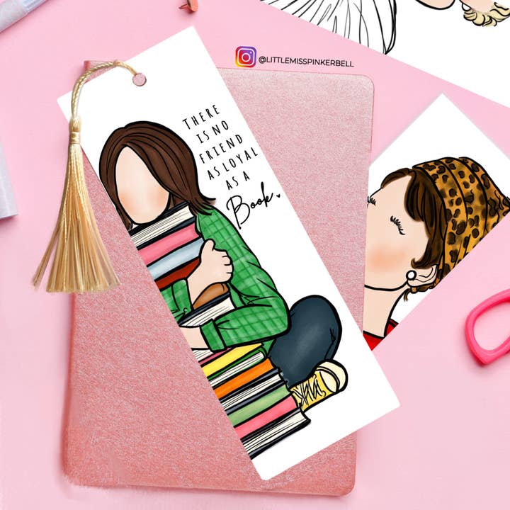 Little Miss PinkerBell - Wholesale Bookmark - Books Make the Best Friends Laminated Bookmark with Tassel