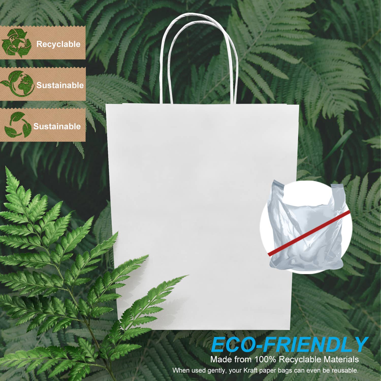 Kis Paper - Wholesale Gift Bag - Debbie 10x5x13 inches White Paper Bags Twisted Handles6