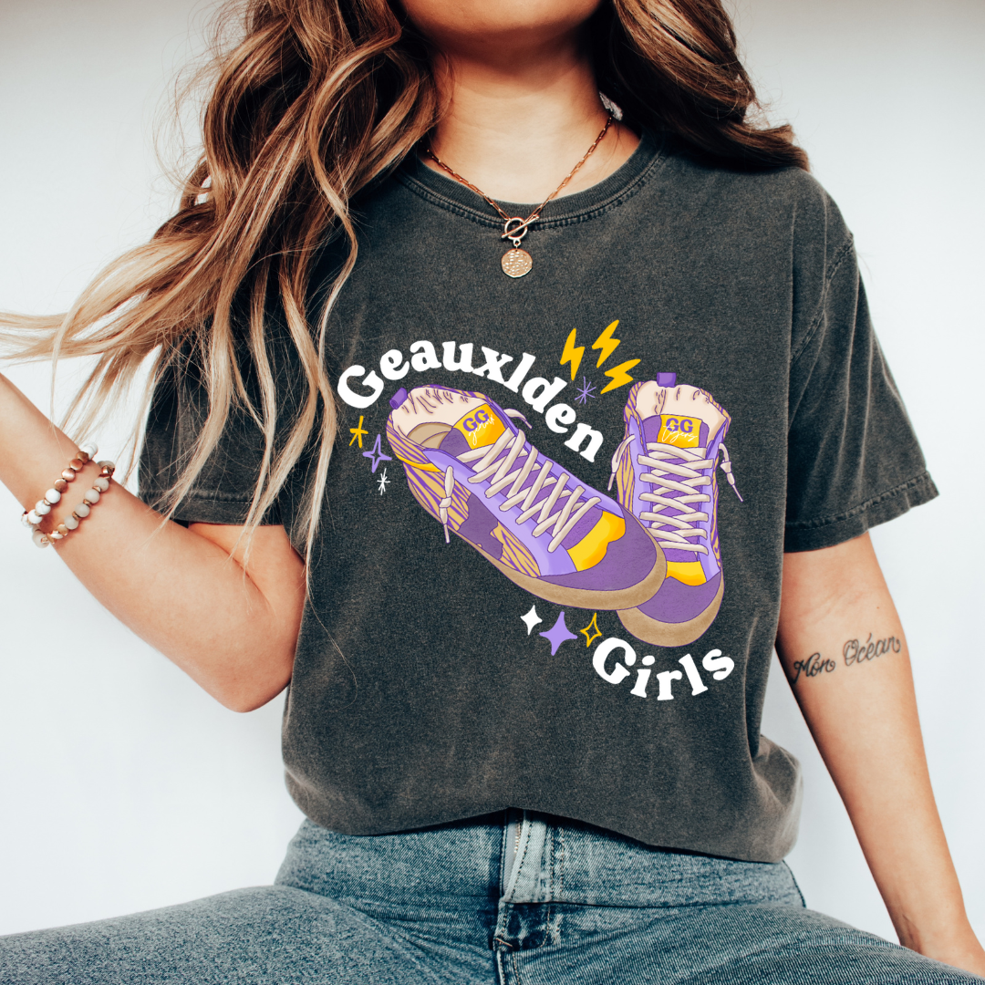 Pink House On River Road - Wholesale Screen Printed T-Shirt - Women's - Geauxlden Girls LSU Tigers Game Day Graphic Tee6