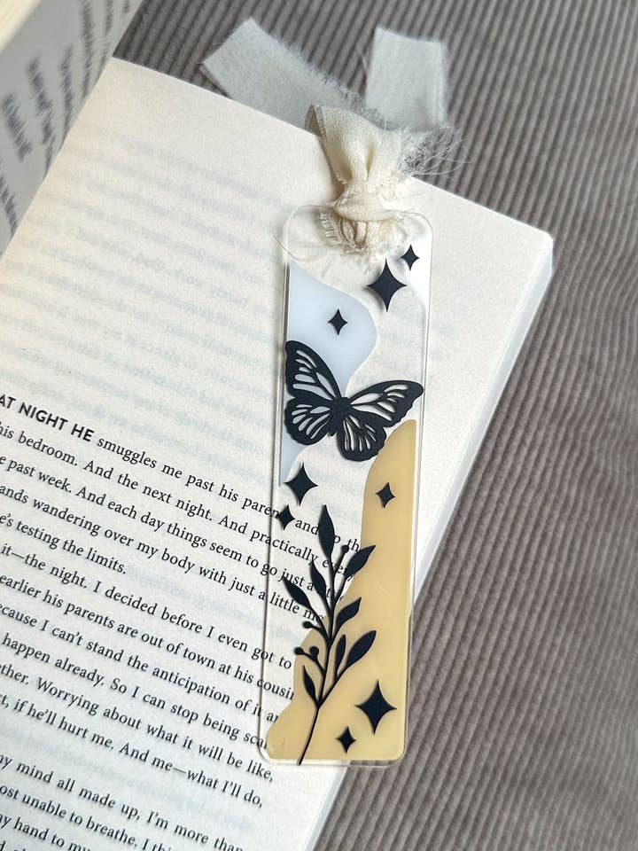 Marcador "Borboleta & folhas" por atacado de BookBijou