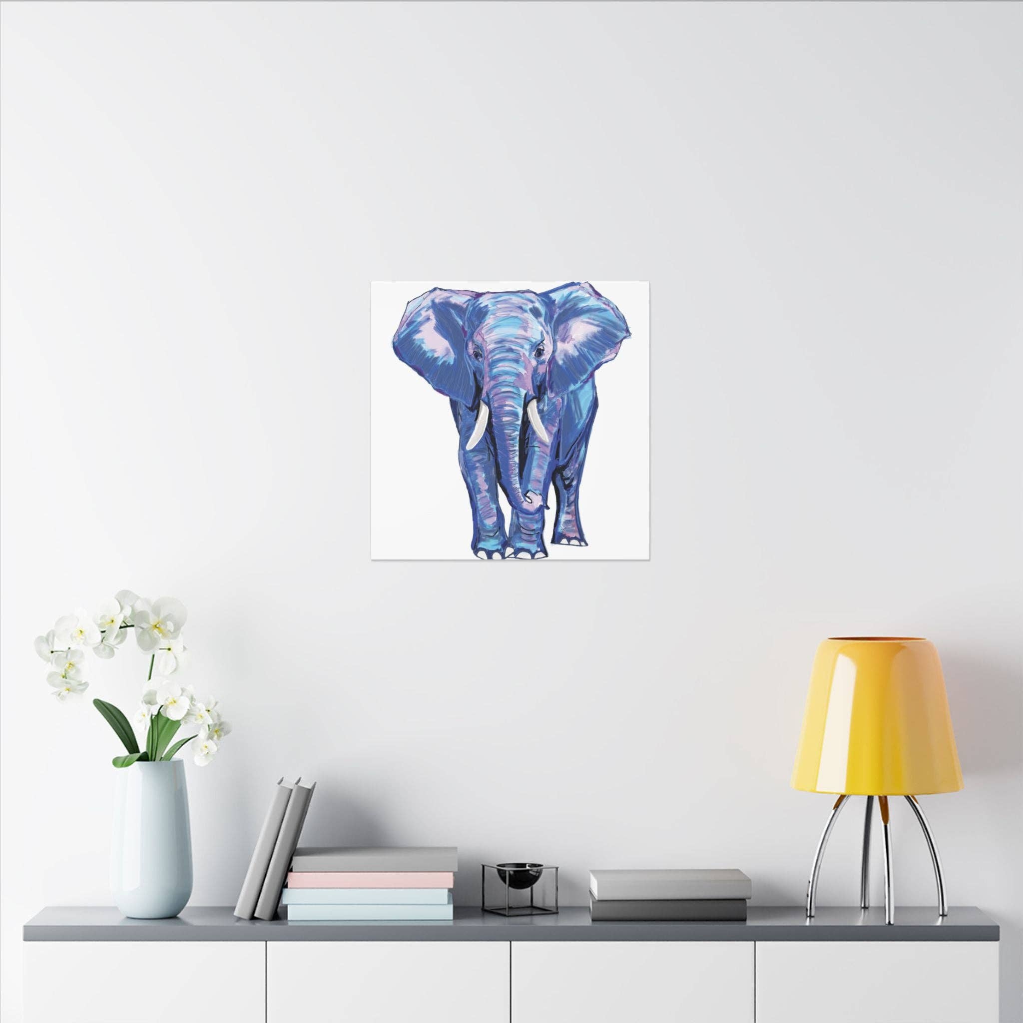 Blue Cava - Wholesale Art Print - Blue and Pink Elephant Canvas Art - Colorful Elephant Wall Décor59