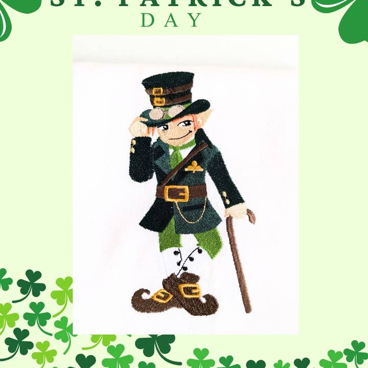 Torchon brodé à la main avec un motif de lutin pour la vente par Sheryl's Stitchery Niche