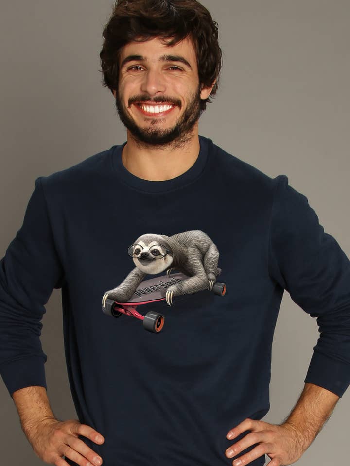 SLOTH herr-skjorttröja i marinblå färg för skateboard för wholesale av Wooop