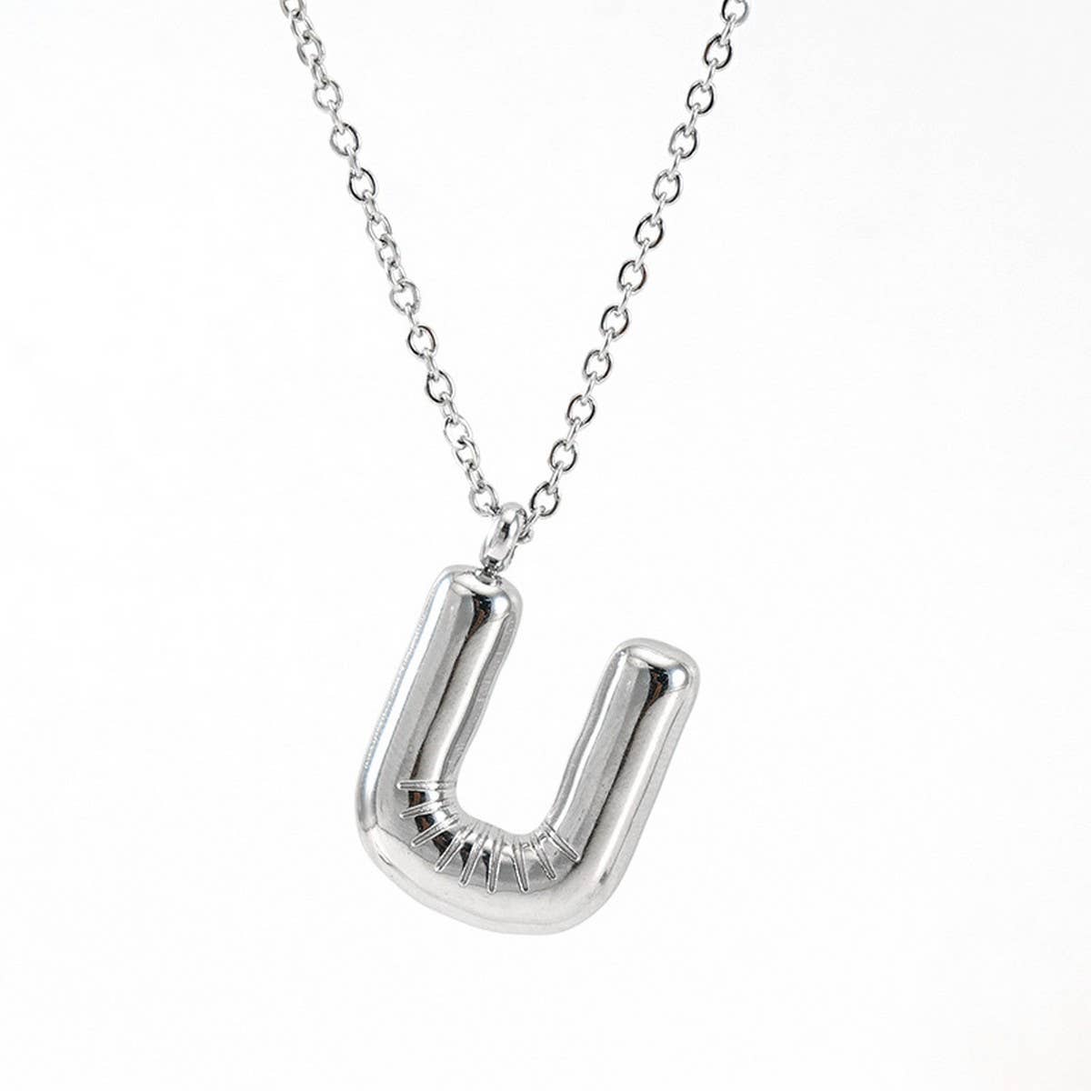 NINEXIS - Wholesale Pendant/Charm Necklace - CWAJE1946_Steel Color Bubble Letter Necklace20