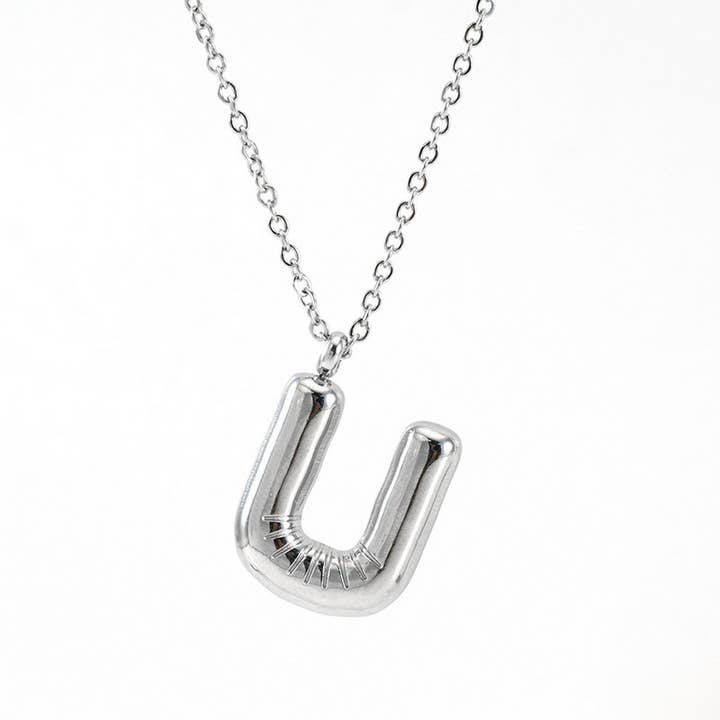 NINEXIS - Wholesale Pendant/Charm Necklace - CWAJE1946_Steel Color Bubble Letter Necklace25