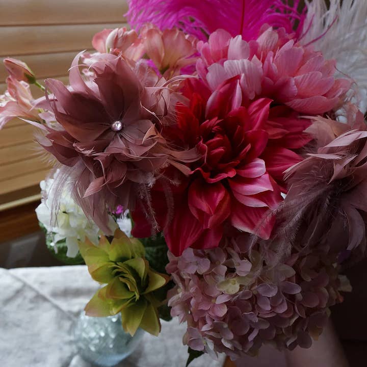 Zucker Feather Products - Wholesale Artificial Flowers - Goose/Turkey/Ostrich Feather Floral Pick w/Rhinestone Rose