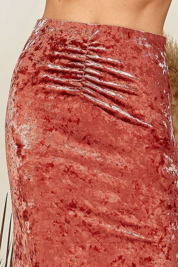 Heart & Hips – wholesale Skirt – Women’s – BV46972 - WAIST RUCHED CRUSHED VELVELT MIDI SKIRT12