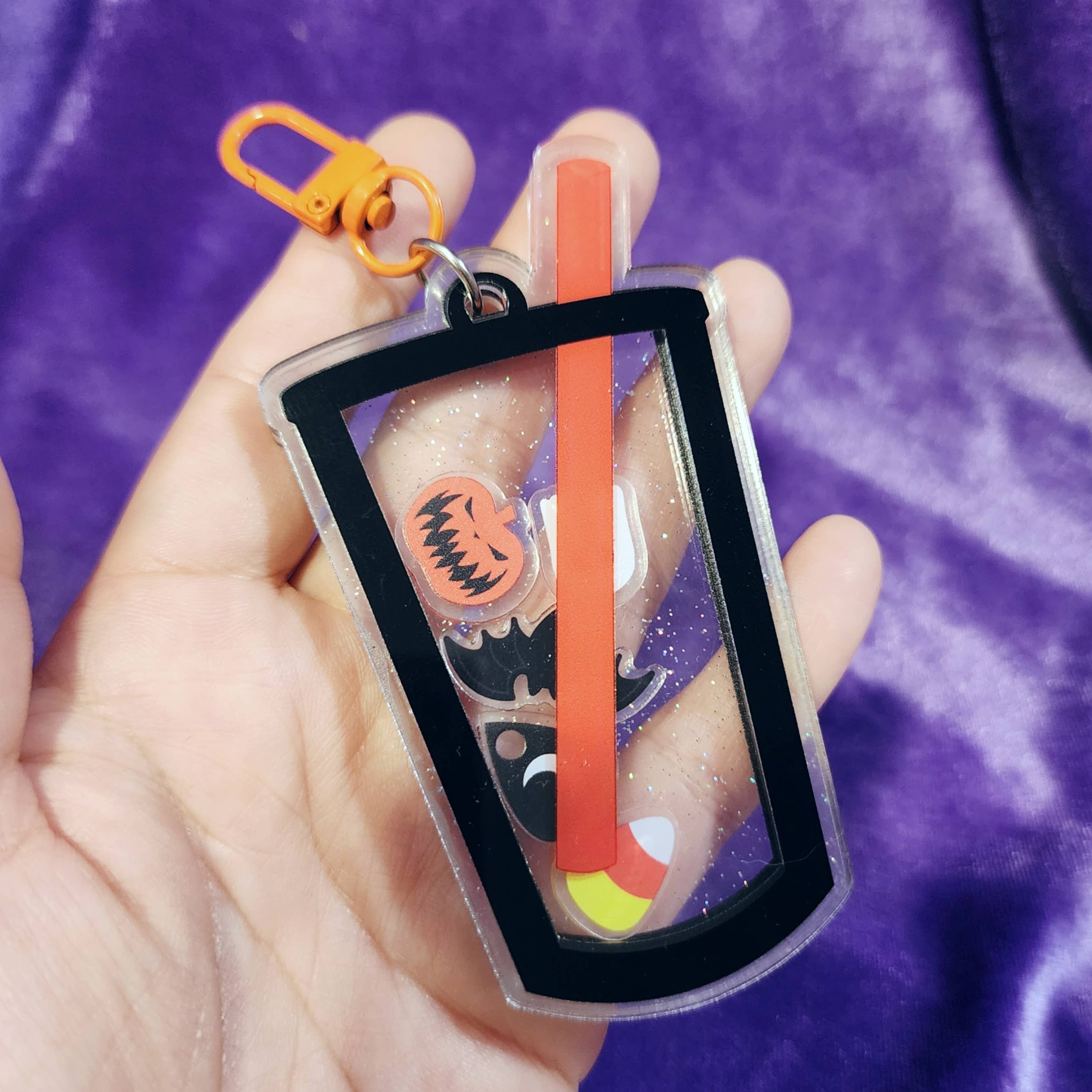 SHOPMALASTORE – wholesale Keychain – Unisex – Glittery Halloween Boba Shaker Keychain 4