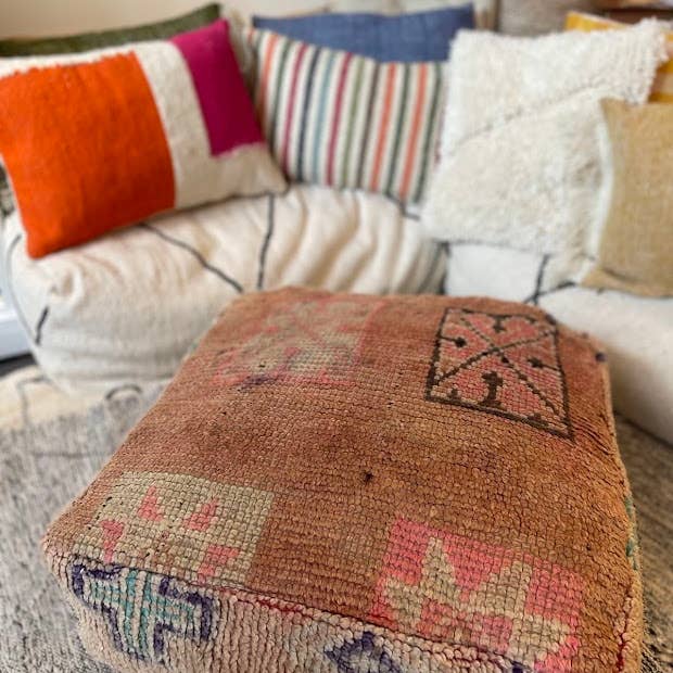 NOMAD BY LIV - Wholesale Pouf - Handmade Vintage Beni Ourain Pouf, colorful