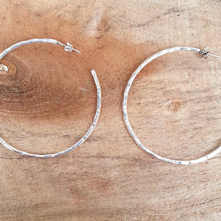 Kaali Boutique - Wholesale Hoop Earrings - Elegant Silver Hoops / Hammered / Silver Hoops / Ethnic Boho Classic XL Bohemian Marriage Bridal Jewelry Hippie Hiphop Festival7