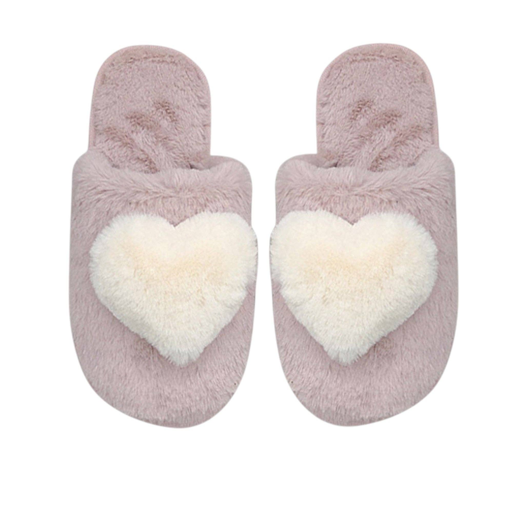 ASSORTED Pom Pom Heart Fluffy Home Slide Slippers SS3429-46 (12PC) for wholesale on Faire4