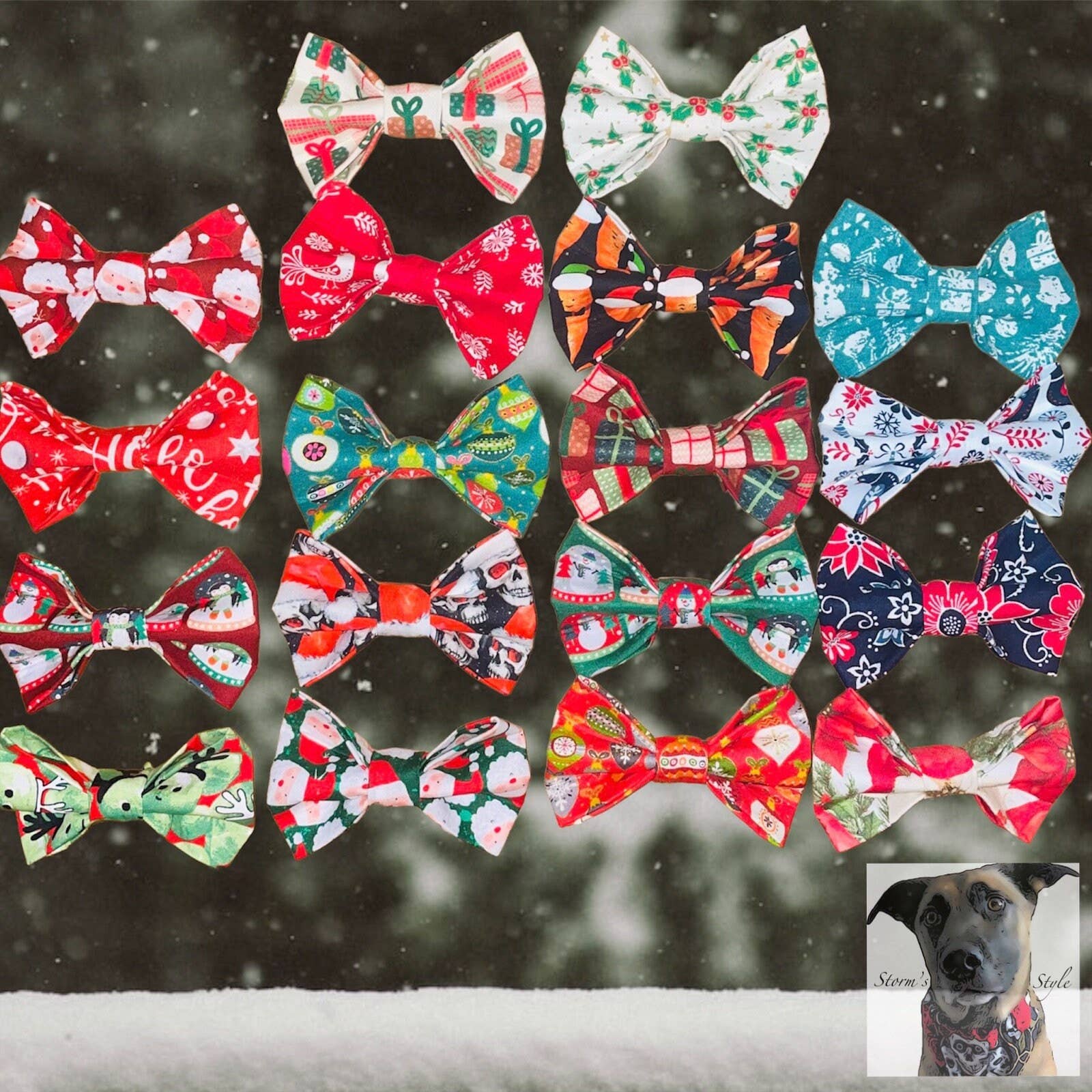 Storms Style - Wholesale Pet Bow Tie - Dog - Dog Christmas Bow Tie Bundle -2 sizes of bow tie available5