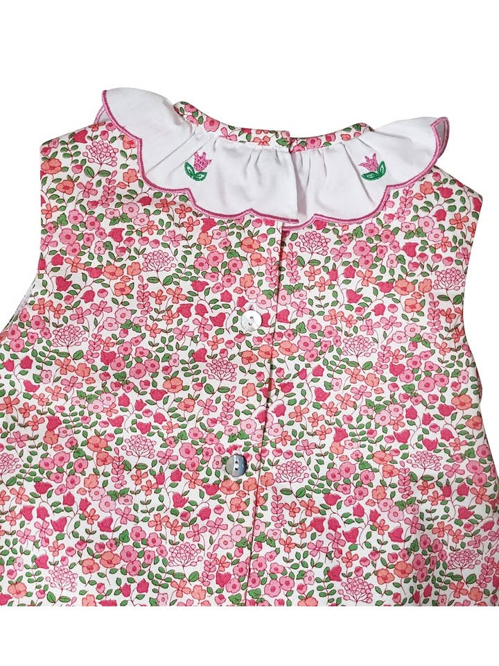 Marco and Lizzy - Wholesale Clothing Set - Baby - Brooke Floral Baby Girl bloomer set, green checks bloomer