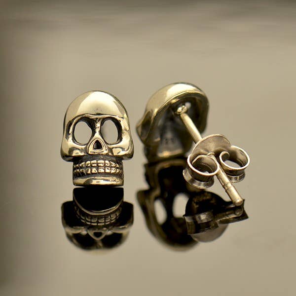 Nina Designs – wholesale Stud/post earrings – Sterling Silver or Bronze Skull Post Earring 9x6mm