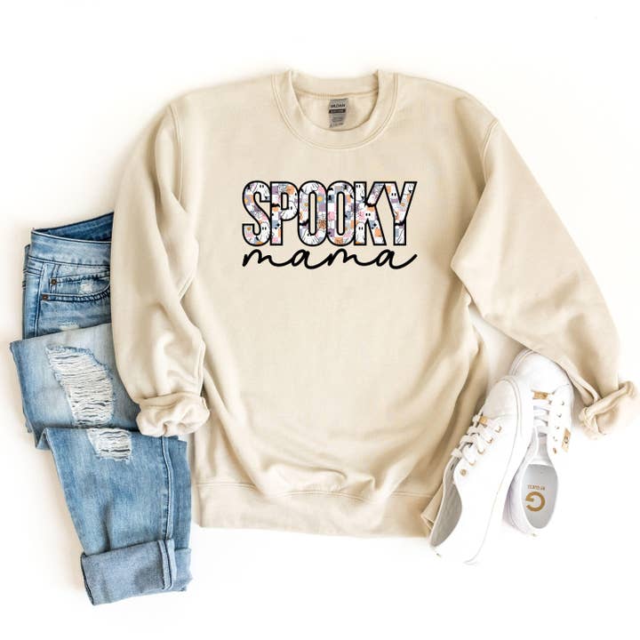 Sweat-shirt Halloween Spooky Mama, Sweat-shirt Cool Mama Halloween, Cadeau Mama Halloween, Sweat à capuche Ghost Mom, Sweat à capuche d'automne pour maman, Sweat Mama Pumpkin pour la vente par DONNA SHIRTS