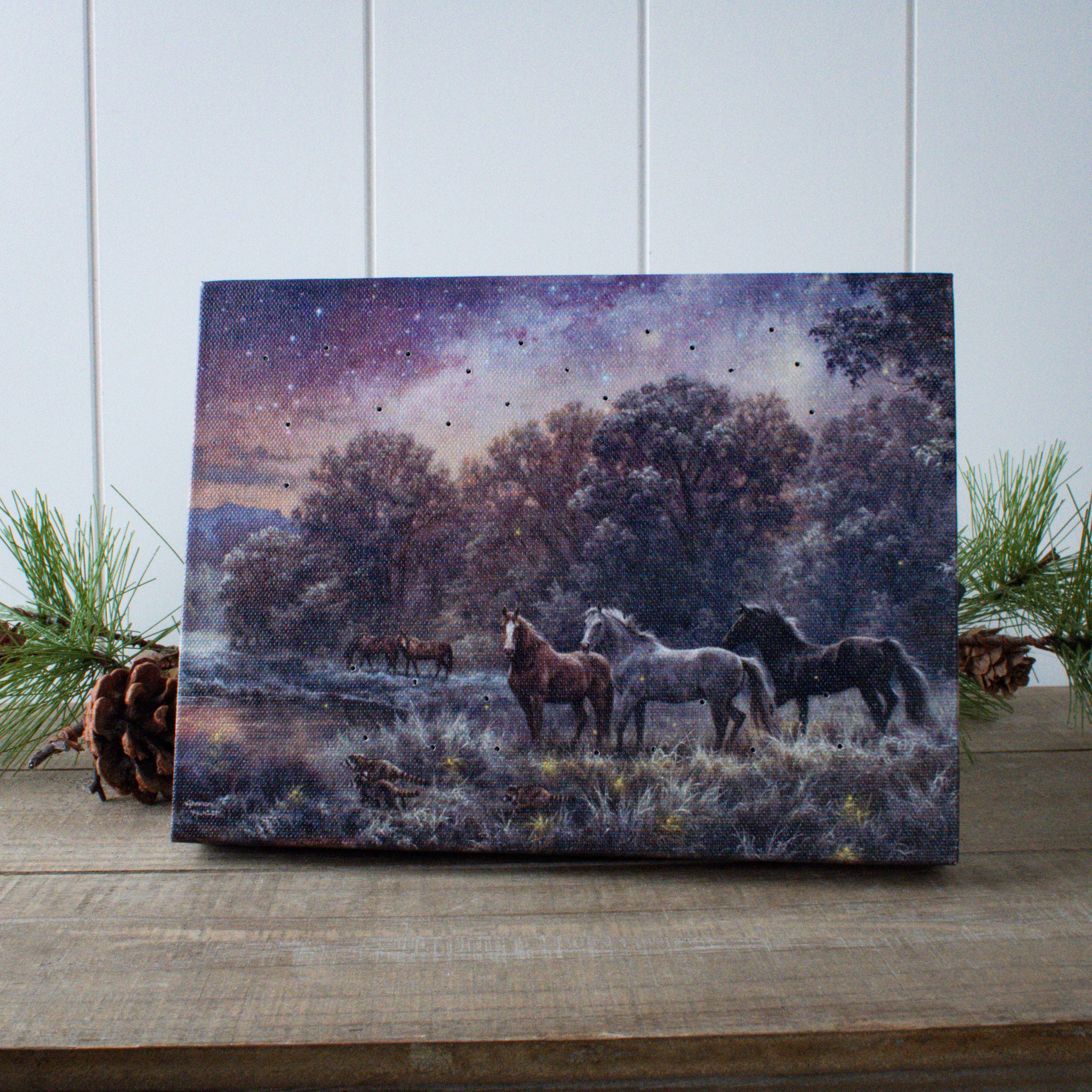 Glow Decor – wholesale Decorative tabletop object – My Farm at Night 8x6 Lighted Tabletop Canvas1