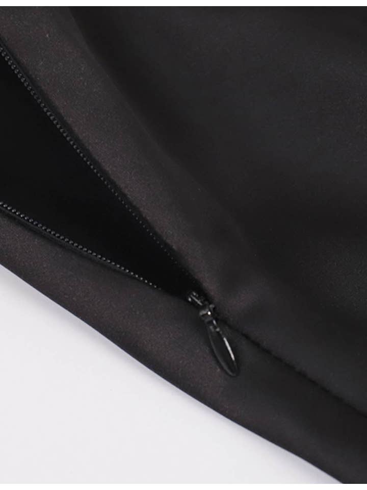 Sweetkama - Wholesale Skirt - Women's - Ladies Stain Zipper Side Hip Wrap Maxi Skirt6