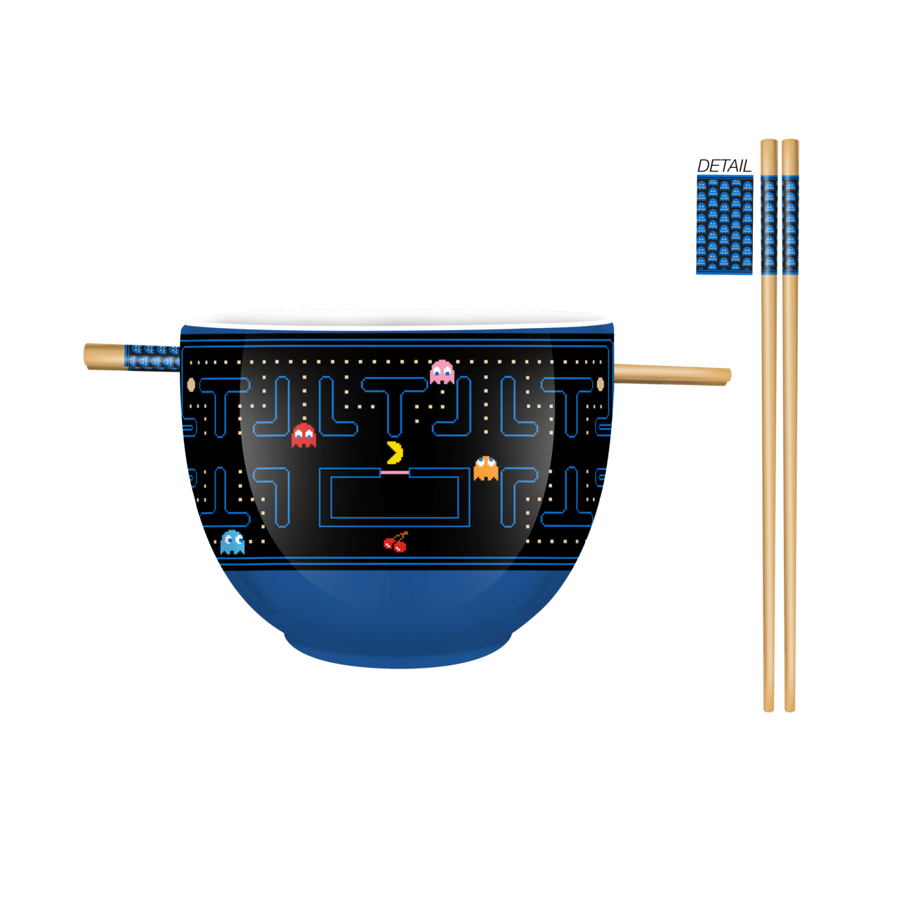 Silver Buffalo - Wholesale Bowl - Pacman Game Screen 20oz Ceramic Ramen Bowl with Chopsticks0