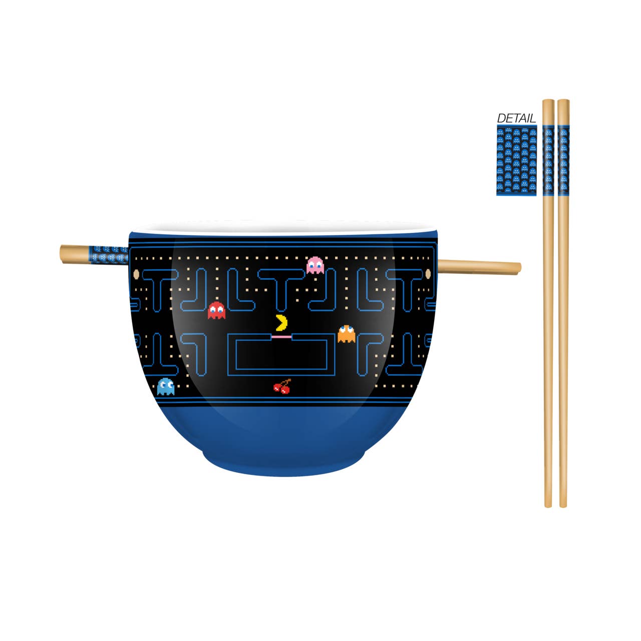 Silver Buffalo - Wholesale Bowl - Pacman Game Screen 20oz Ceramic Ramen Bowl with Chopsticks